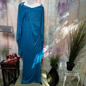 📌Elegant figure-friendly Mother of the Bride, Formal Dress w/ attached Cape